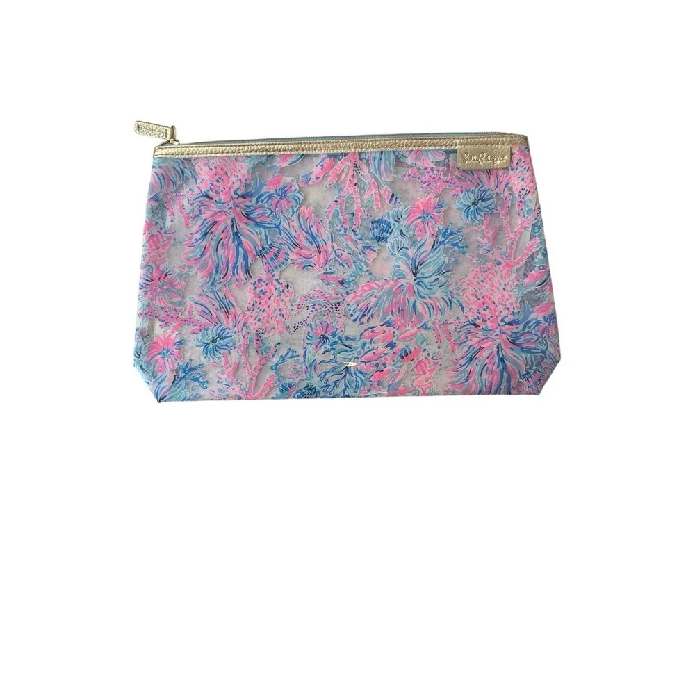 Lilly Pulitzer Makeup Case Travel‎ Toiletries Bag Clear Plastic Floral NWOT